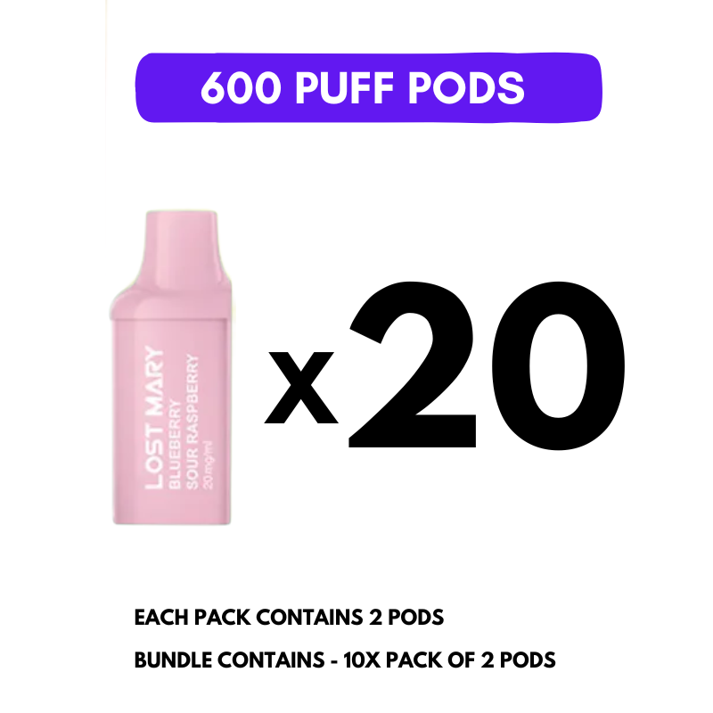 Blue Sour Raspberry Lost Mary 600 Puff Replacement Pods Box Of 10 - Image 2
